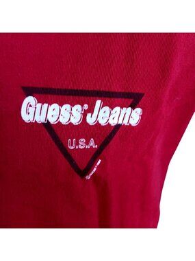 Guess Jeans Vintage Large T-shirt Single Stitch Mens 1994 90's USA Burgundy/Red